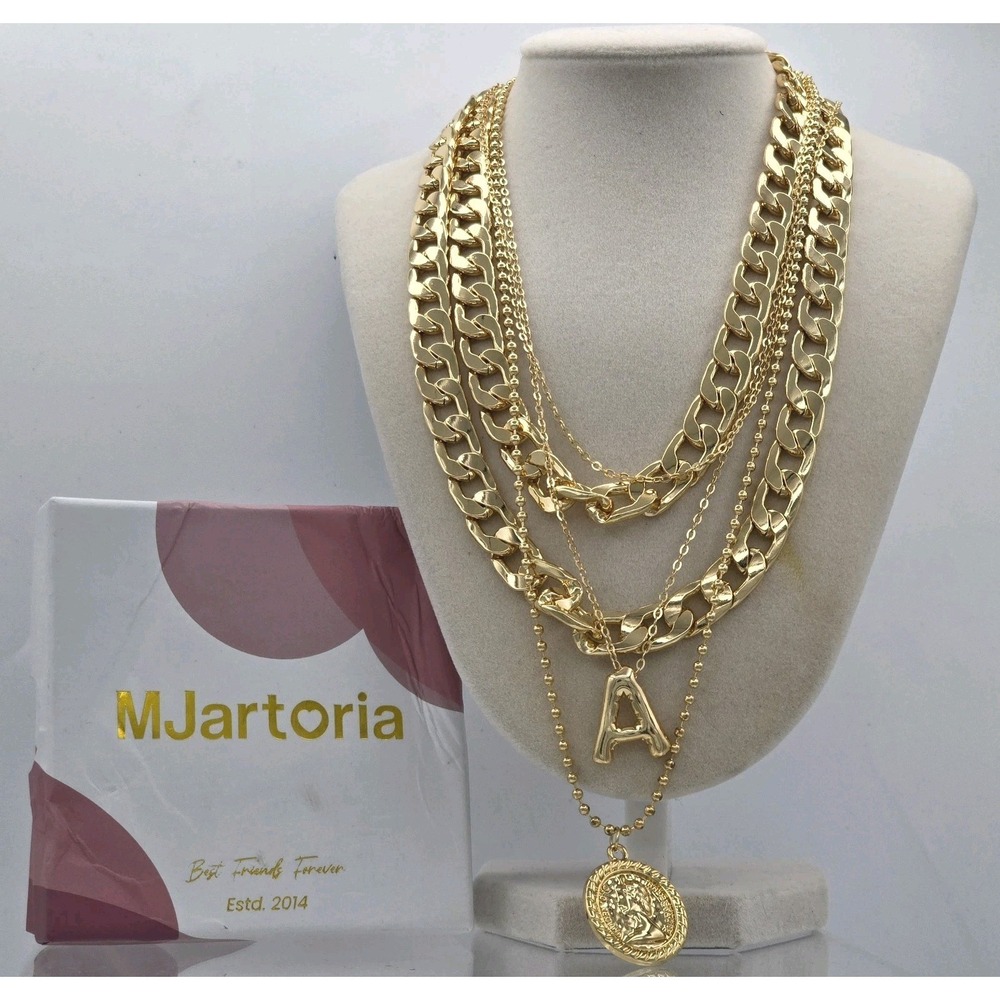 NEW MJartoria Gold Layered Necklaces for Women - Gold - Letter A‎